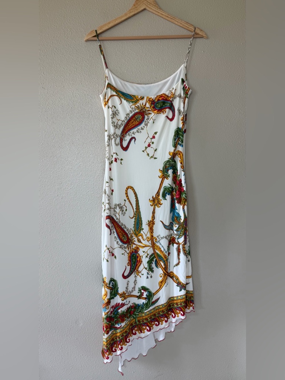 Yigal Azrouel Designer White Floral Paisley Slip Mediterranean Midi Dress - Picture 6 of 7
